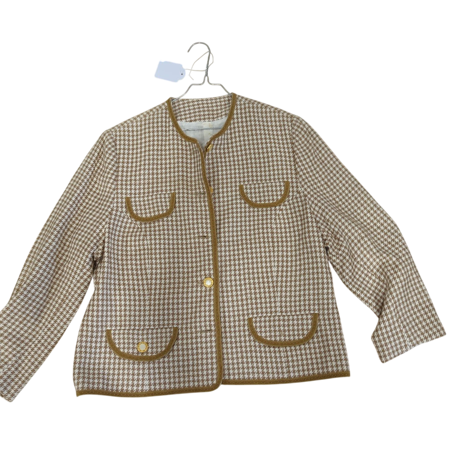 Chanel Houndstooth Pattern Blazer Jacket - Size 44