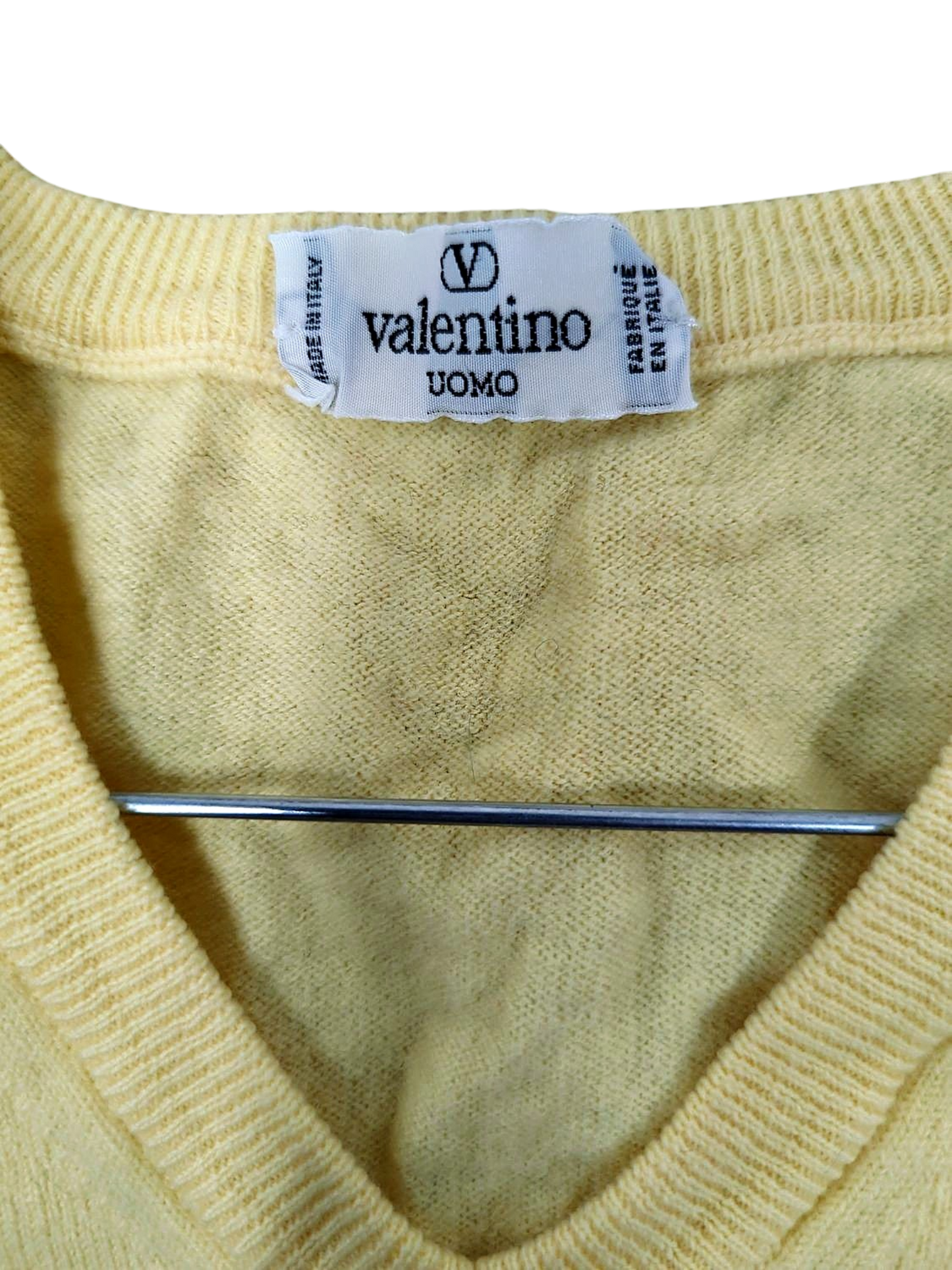Valentino Uomo Yellow V-Neck Sleeveless Sweater Vest