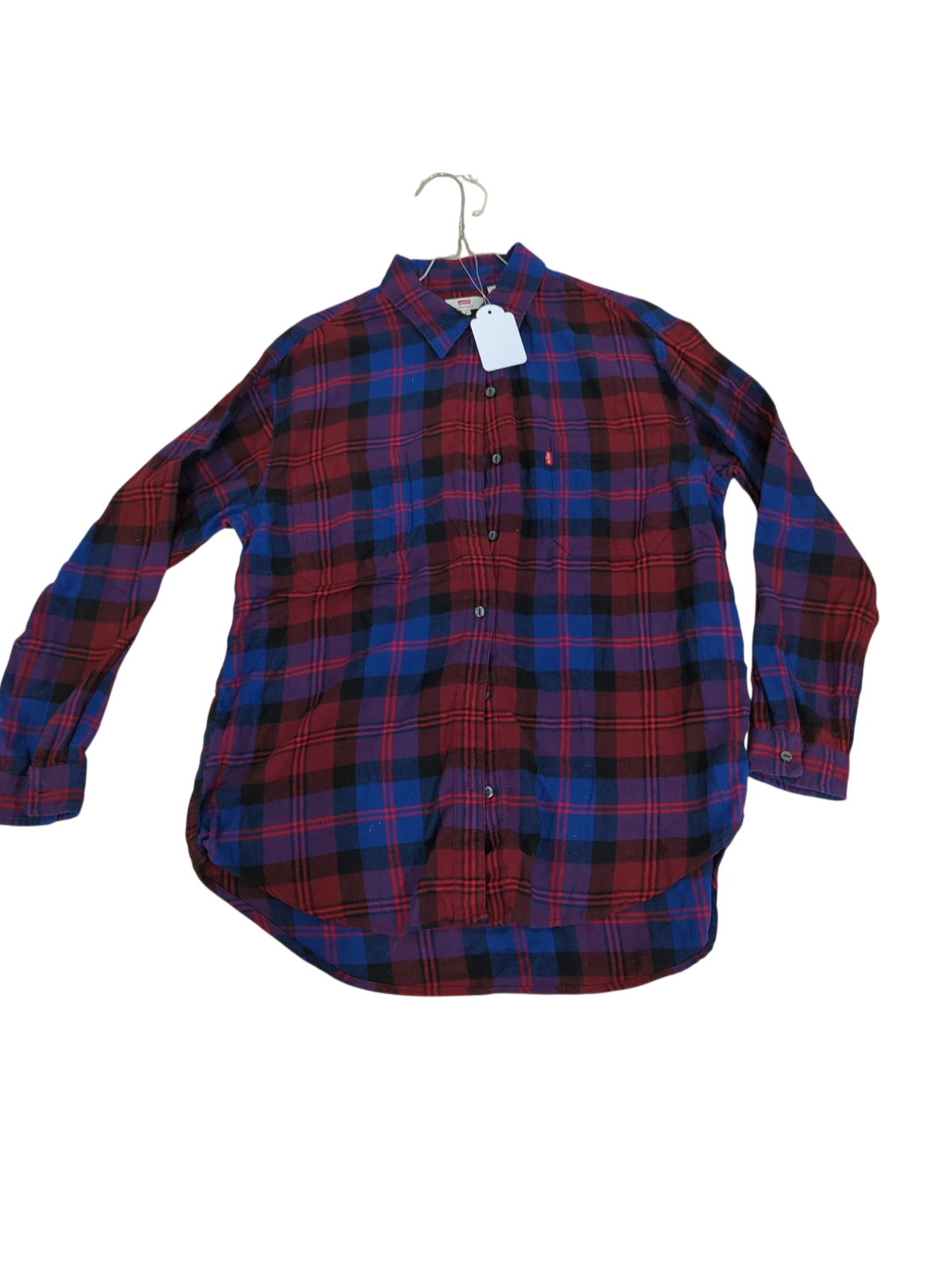 Levi's Red and Blue Plaid Flannel Shirt - Size S