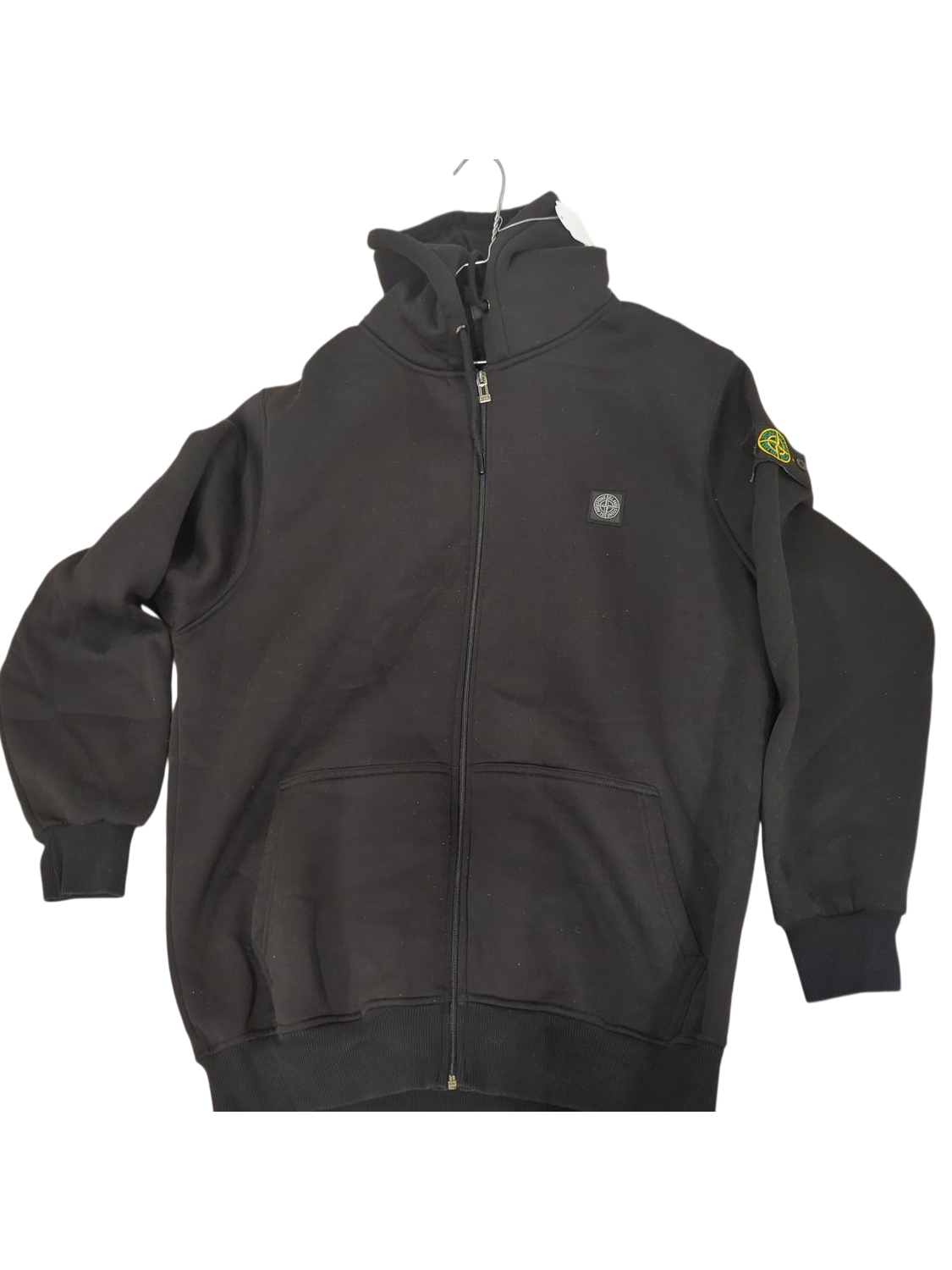 Stone Island Black Zip-Up Sweatshirt - Size 3XL