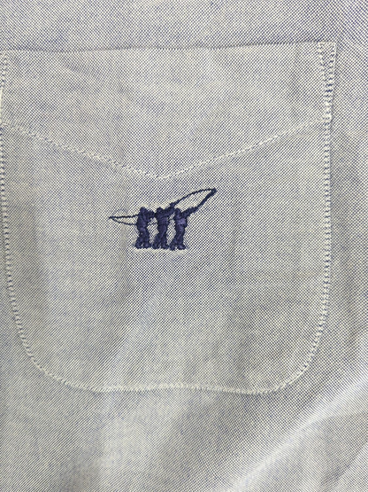Henry Cotton's Men's Blue-Grey Button-Down Shirt - Size 43