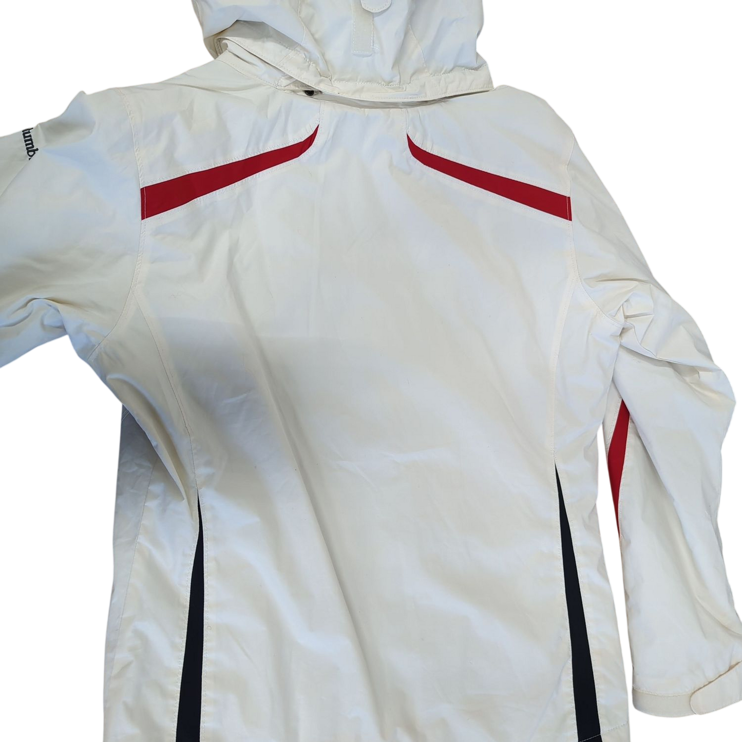 Columbia Sportswear White Windbreaker Jacket with Red Accents - Size M