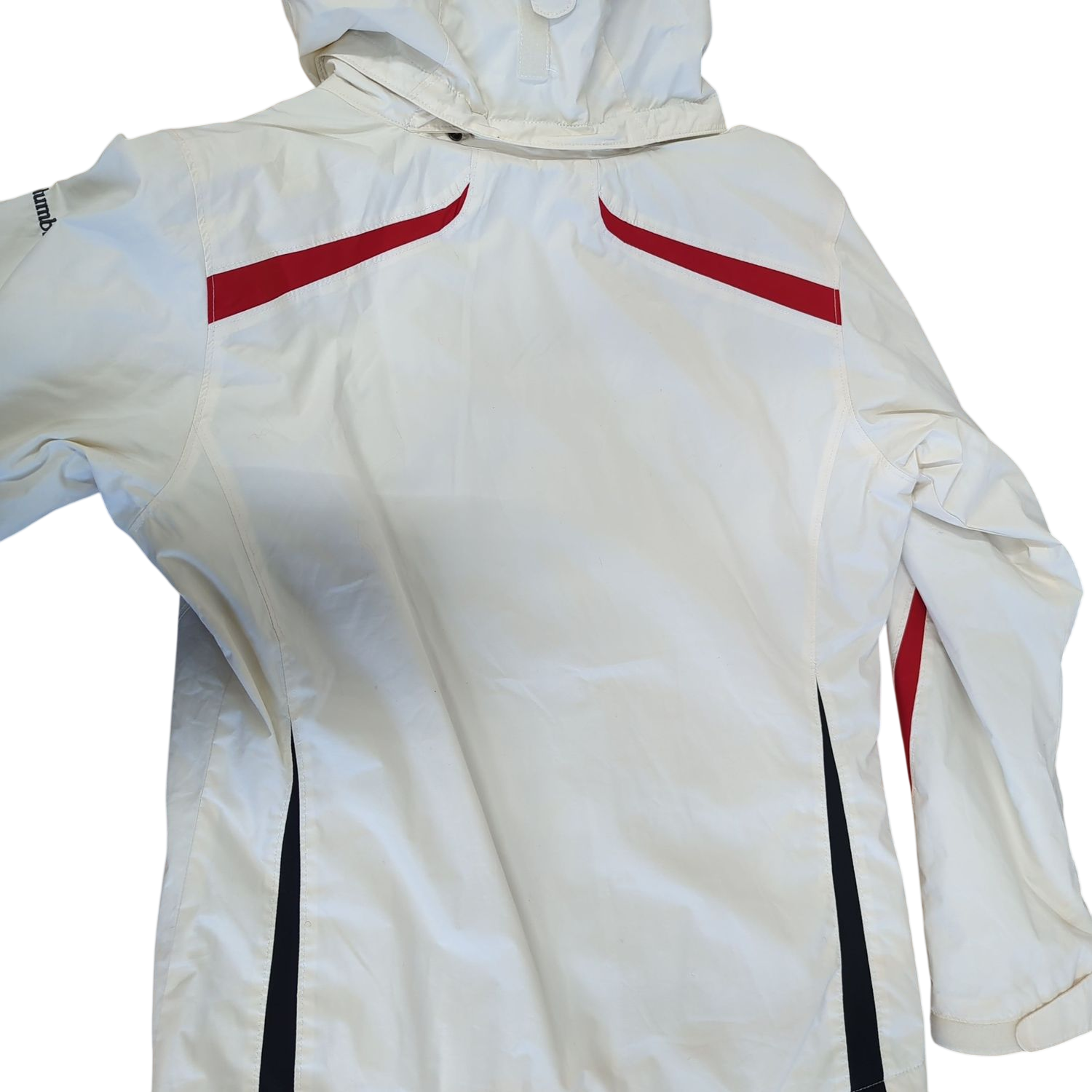 Columbia Sportswear White Windbreaker Jacket with Red Accents - Size M