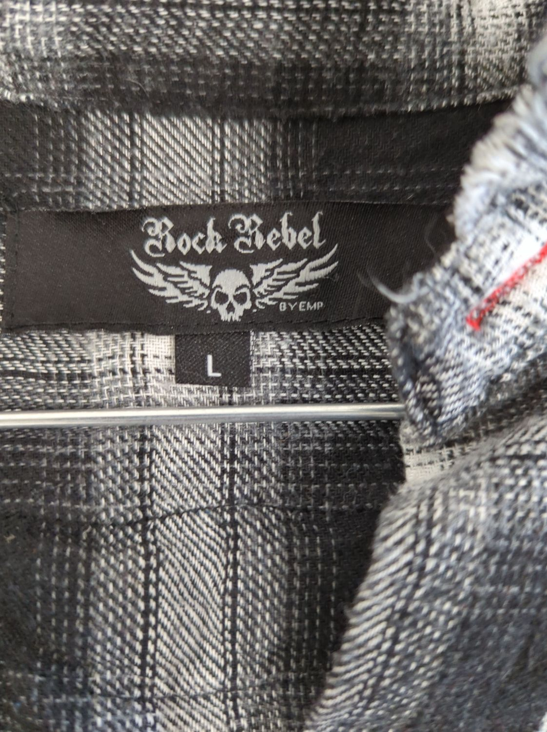 Rock Rebel Plaid Flannel Shirt with Original Sinners Patch - Size L