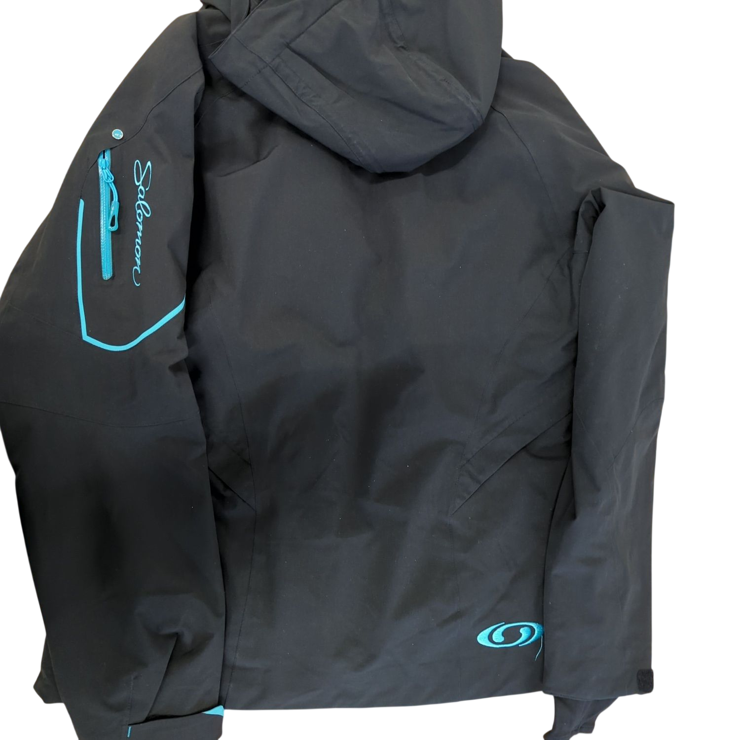Salomon Black Windbreaker Jacket with Blue Accents - Size L