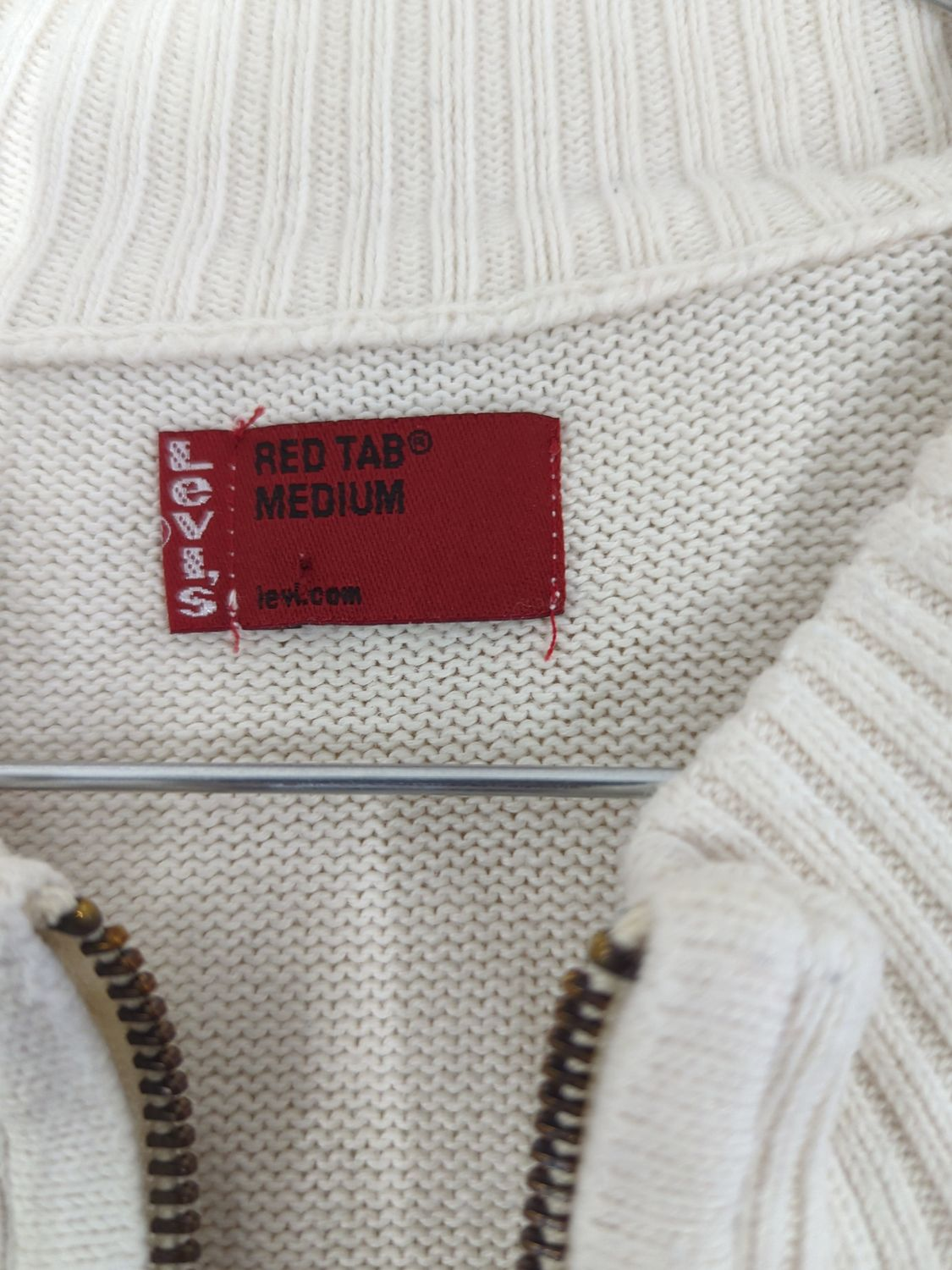 Levi's Red Tab Cream Zip-Up Sweater - Size Medium