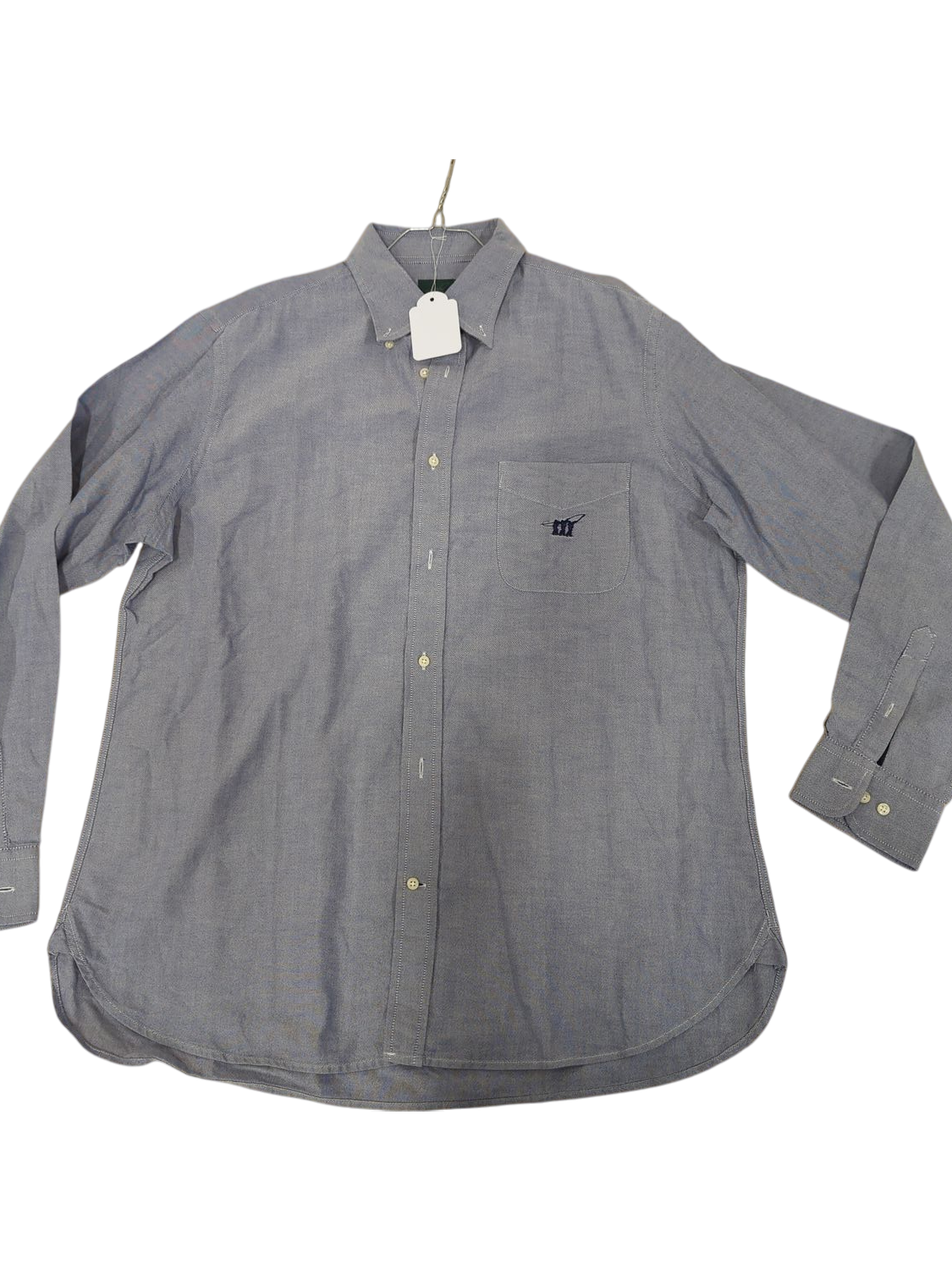Henry Cotton's Men's Blue-Grey Button-Down Shirt - Size 43