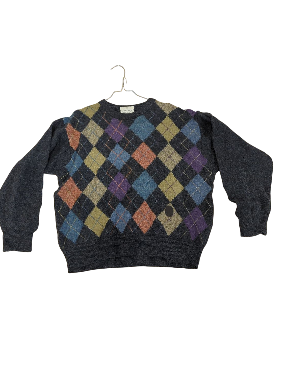 Trussardi Knitwear Wool Argyle Pattern Sweater
