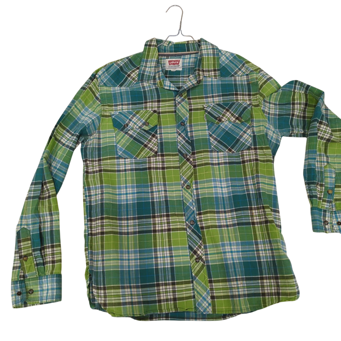 Levi's Green & Blue Plaid Button-Down Shirt - Size XL
