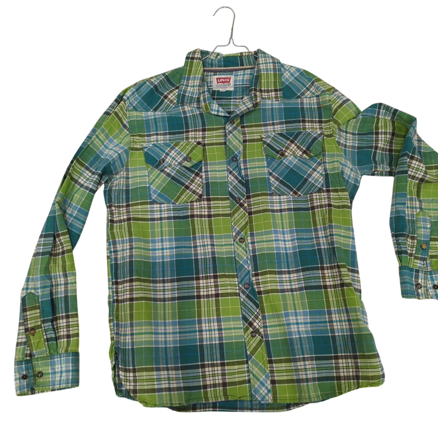Levi's Green & Blue Plaid Button-Down Shirt - Size XL