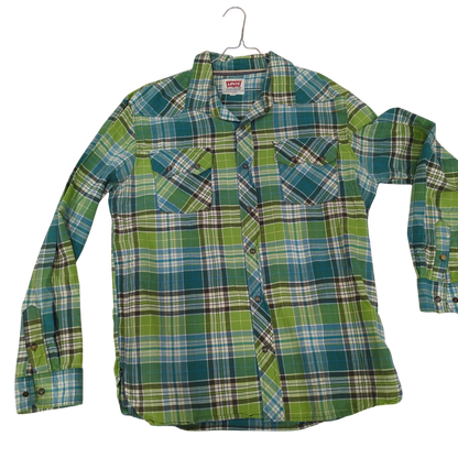 Levi's Green & Blue Plaid Button-Down Shirt - Size XL