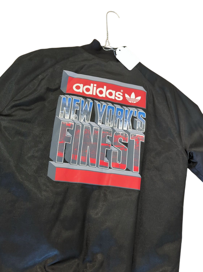 Adidas Black Windbreaker Jacket with New York's Finest Logo - Size L