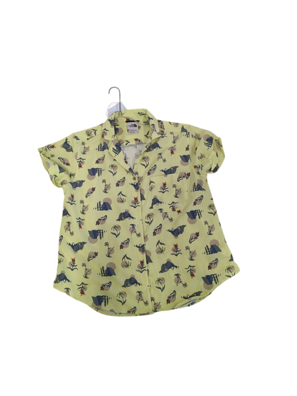 The North Face Yellow Patterned Button-Down Shirt with Outdoor Design
