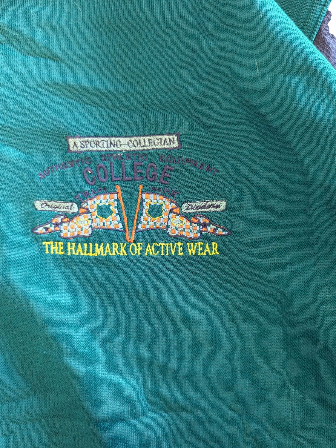 Vintage Diadora Windbreaker Jacket - Green/Navy Blue - Sporting Collegian