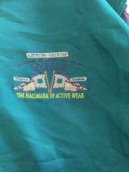 Vintage Diadora Windbreaker Jacket - Green/Navy Blue - Sporting Collegian