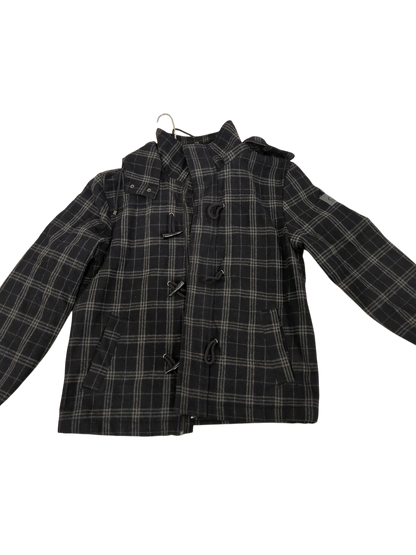 Calvin Klein Black Plaid Wool Blend Jacket - Size M