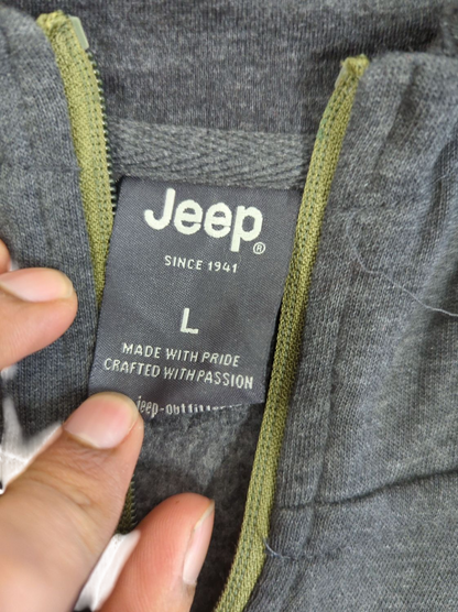 Jeep Grey Windbreaker Jacket with Olive Trim - Size L