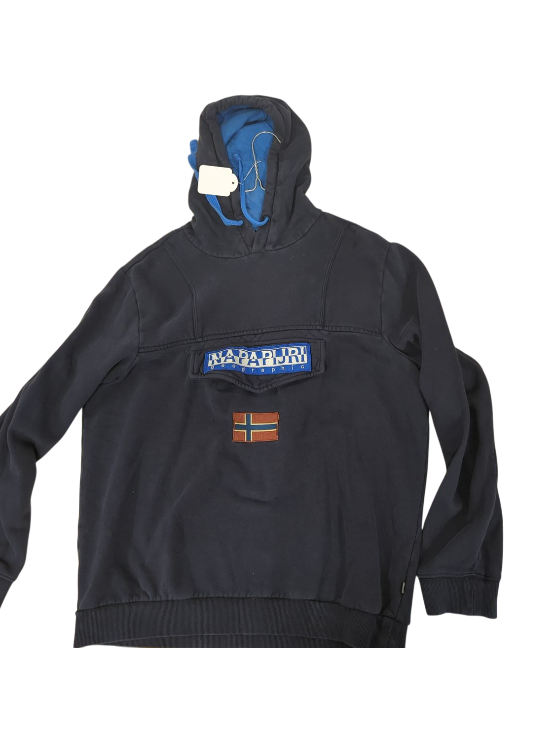 Napapijri Navy Hooded Windbreaker Jacket - Size XL