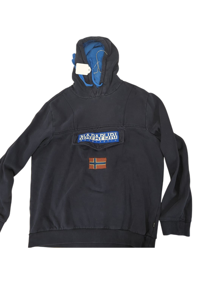 Napapijri Navy Hooded Windbreaker Jacket - Size XL