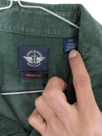 Dockers Supreme Flex Green Corduroy Button-Down Shirt - Size L