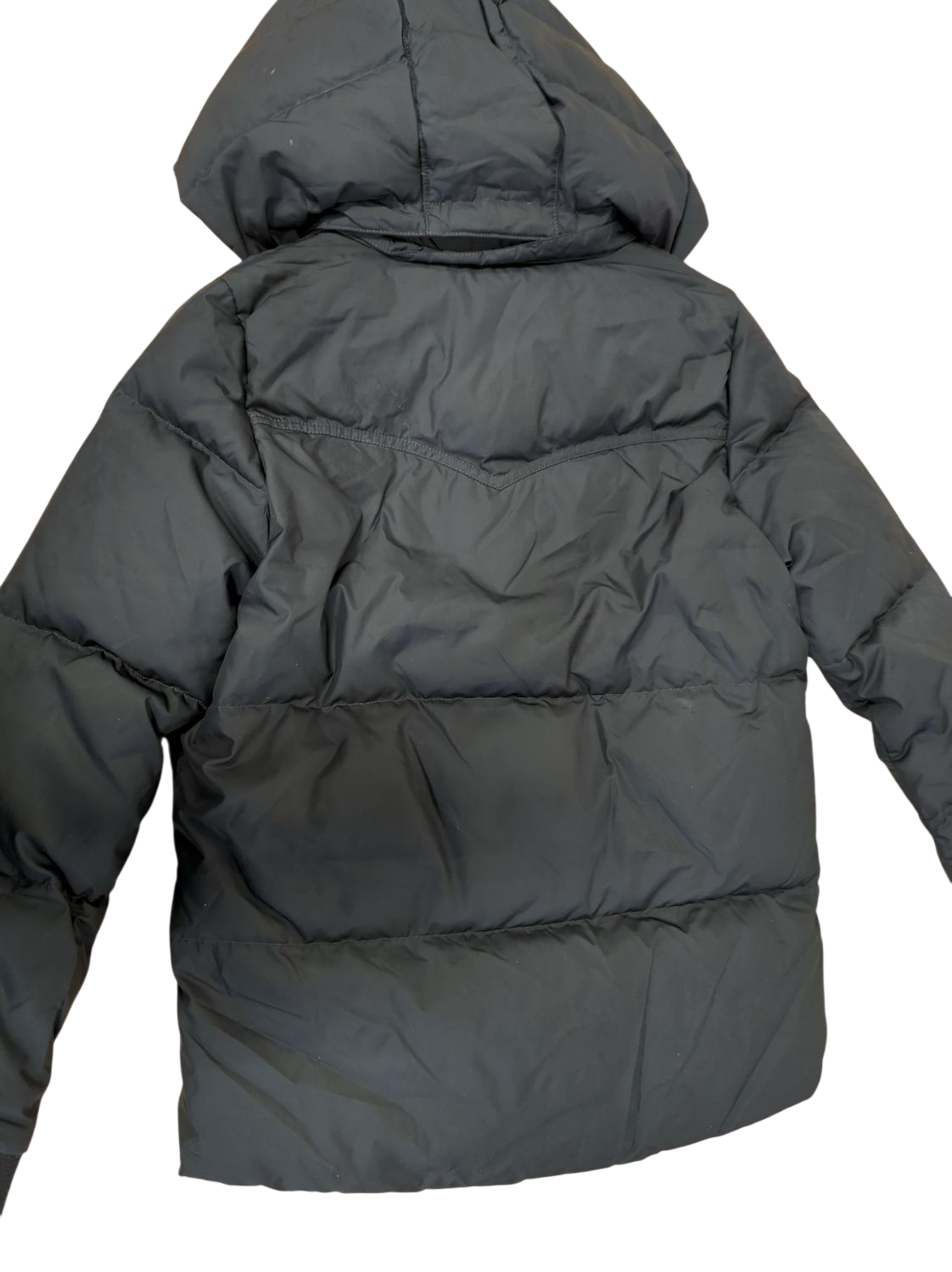 Black Quilted Parka Jacket with Gold Buttons