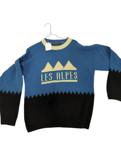 Cedar Wood State Les Alpes Blue Knitted Sweater - Size M