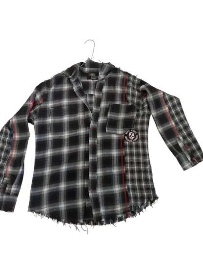 Rock Rebel Plaid Flannel Shirt with Original Sinners Patch - Size L