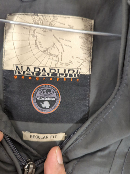 Napapijri Grey Windbreaker Jacket with Norwegian Flag - Regular Fit