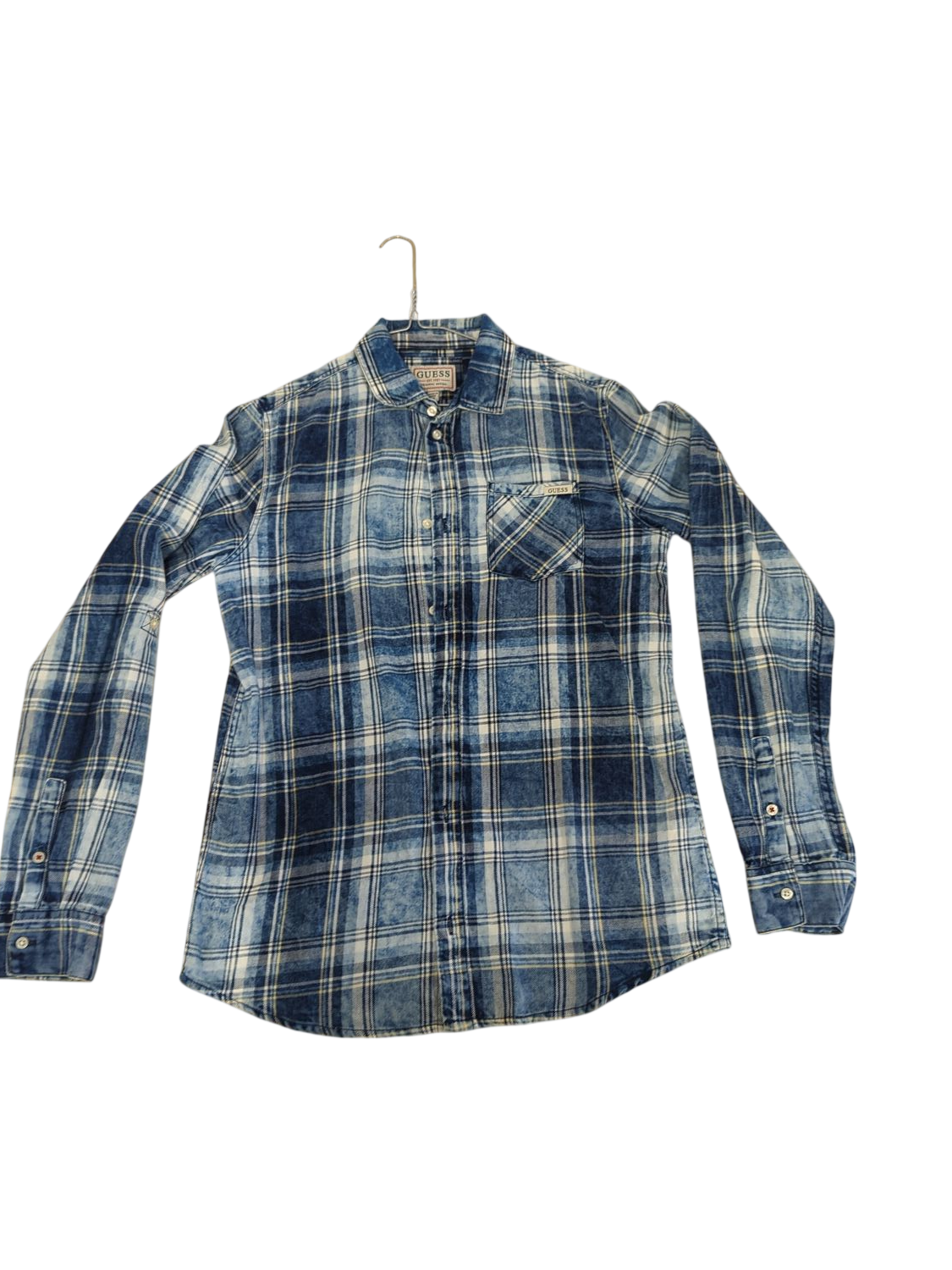 Guess Blue Plaid Button-Down Shirt - Size 16