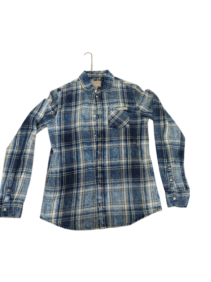 Guess Blue Plaid Button-Down Shirt - Size 16