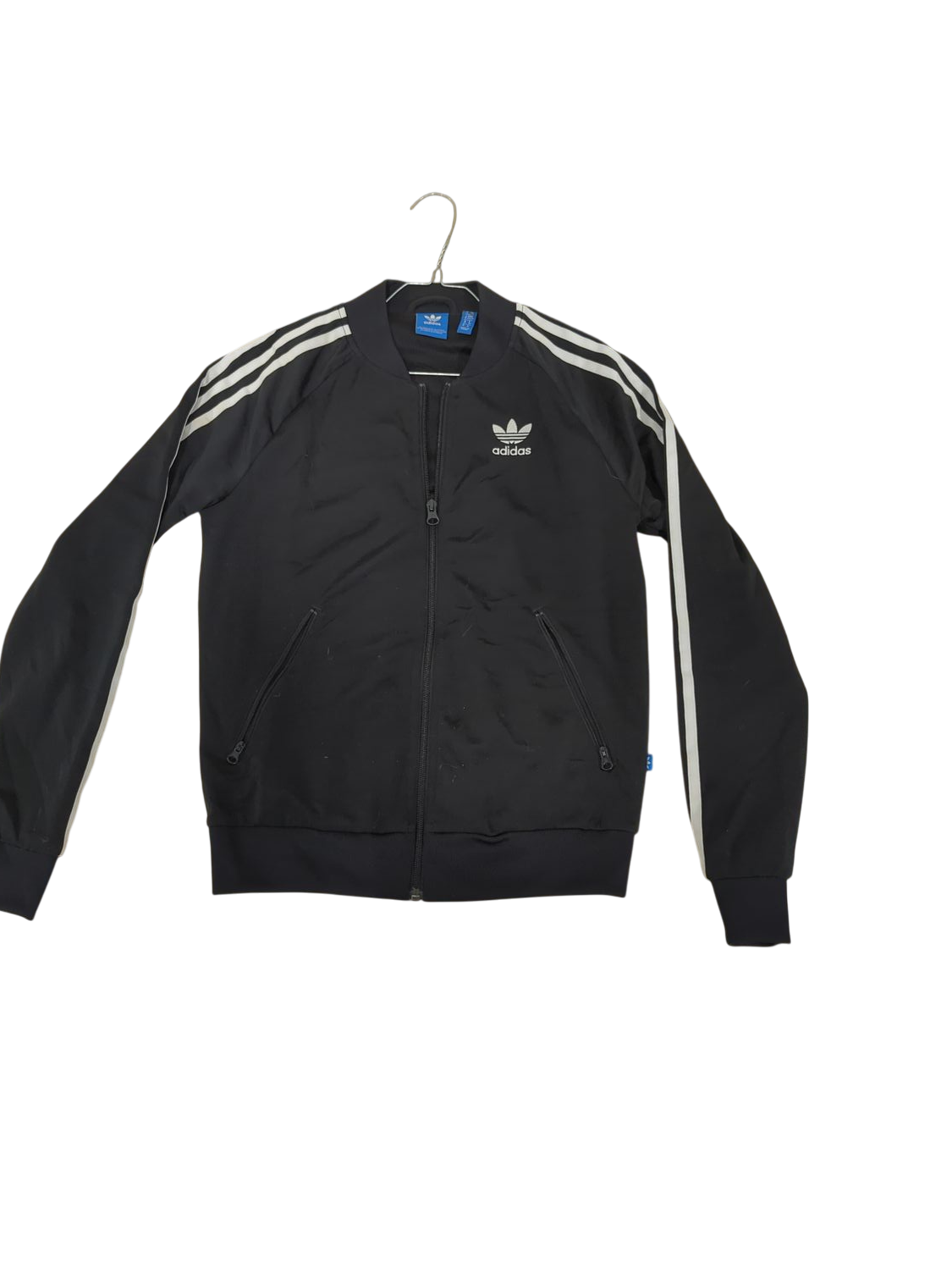 Adidas Black Track Jacket with Classic 3 Stripes - Size M
