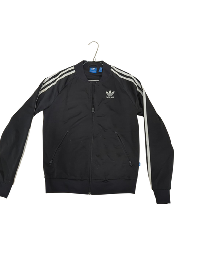 Adidas Black Track Jacket with Classic 3 Stripes - Size M