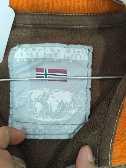 Napapijri Men's Zip-Up Jacket - Grey & Orange - Size M