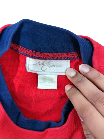 Vintage Red MJ Sportswear Crewneck Sweatshirt with Cartoon Graphic