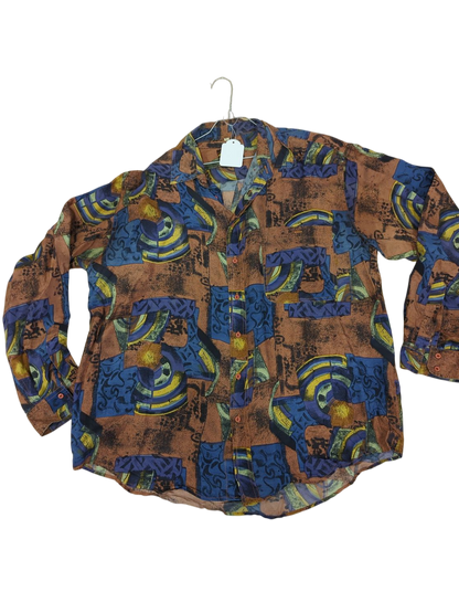 Vintage Zooland Abstract Pattern Button-Down Shirt - Size L