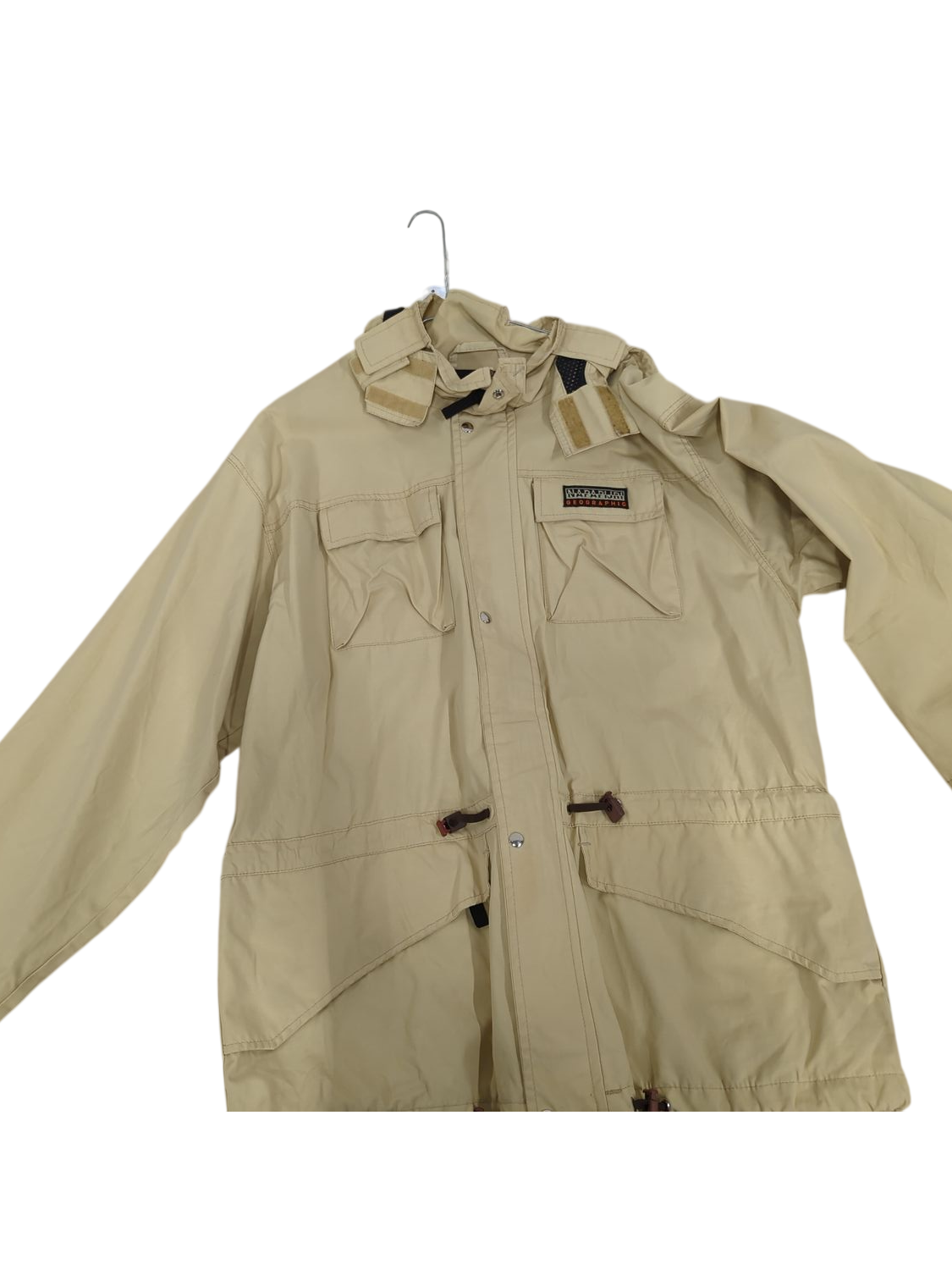 Napapijri Geographic Beige Windbreaker Jacket - Size XXL