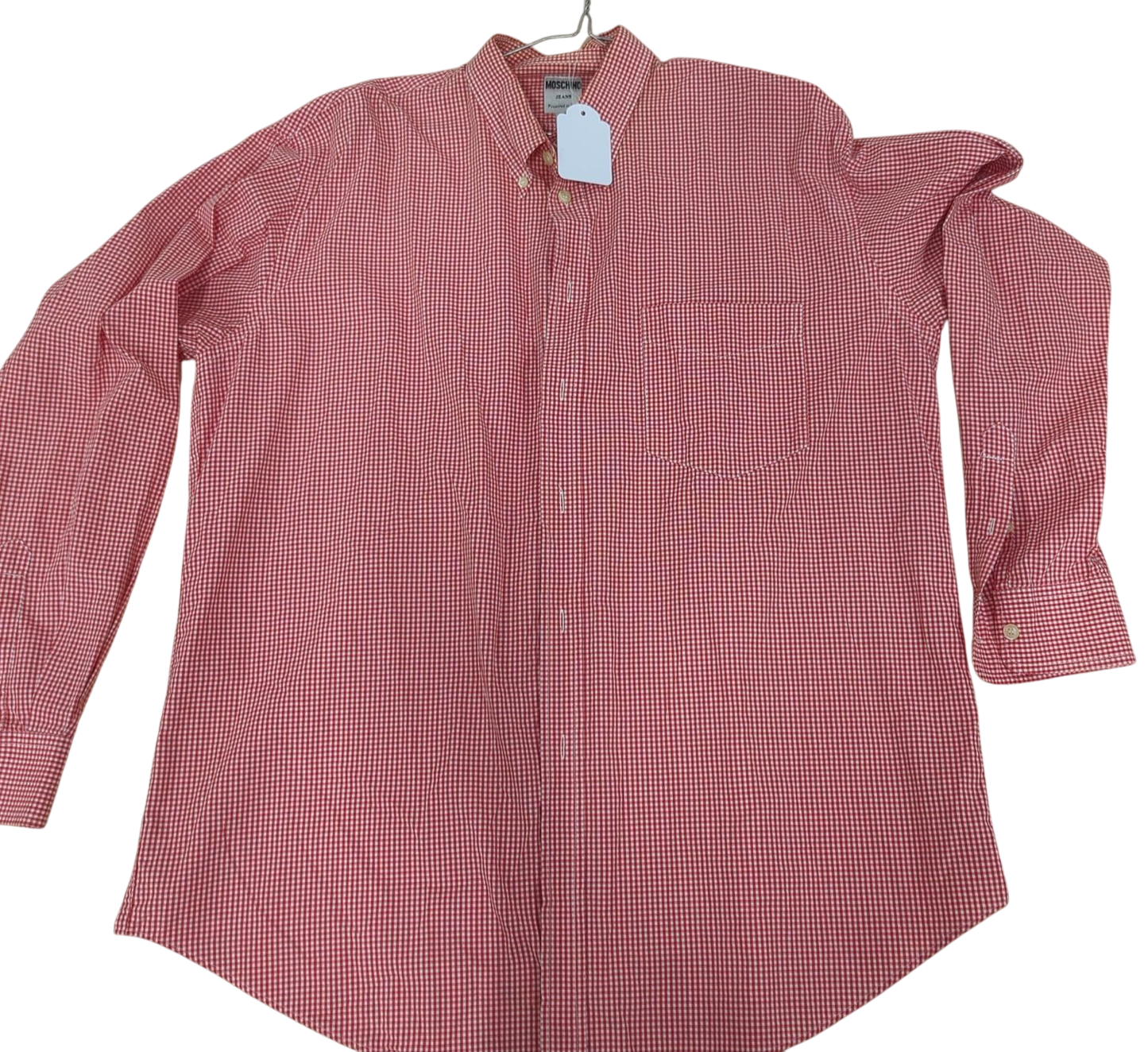 Moschino Jeans Red Gingham Button-Down Shirt - Size L