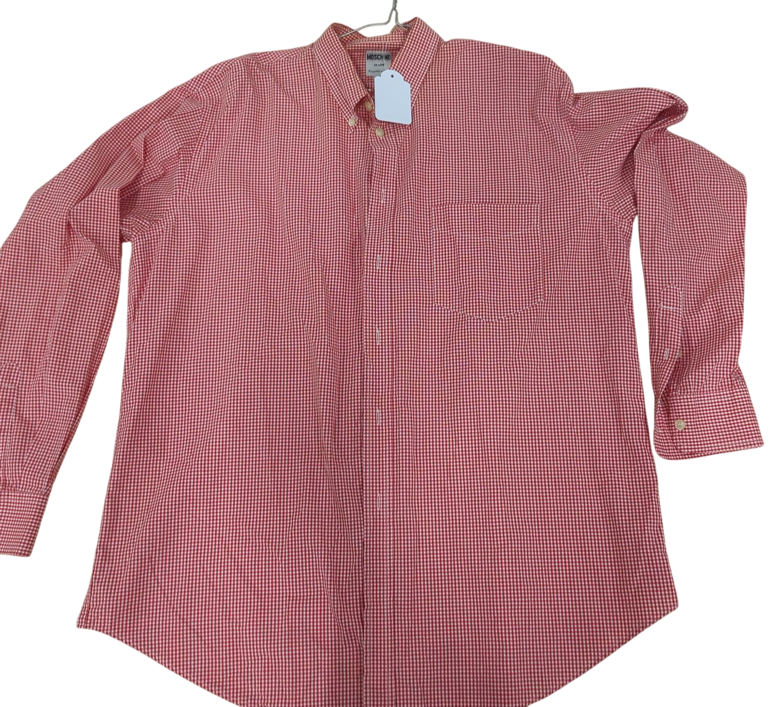 Moschino Jeans Red Gingham Button-Down Shirt - Size L