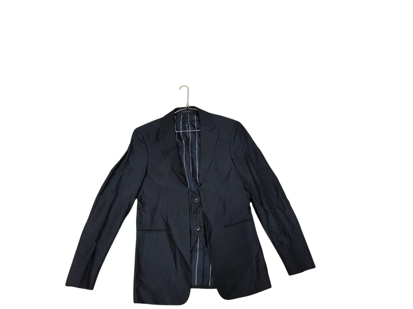 Emporio Armani Navy Pinstripe Blazer - Size 48 - Made in Italy