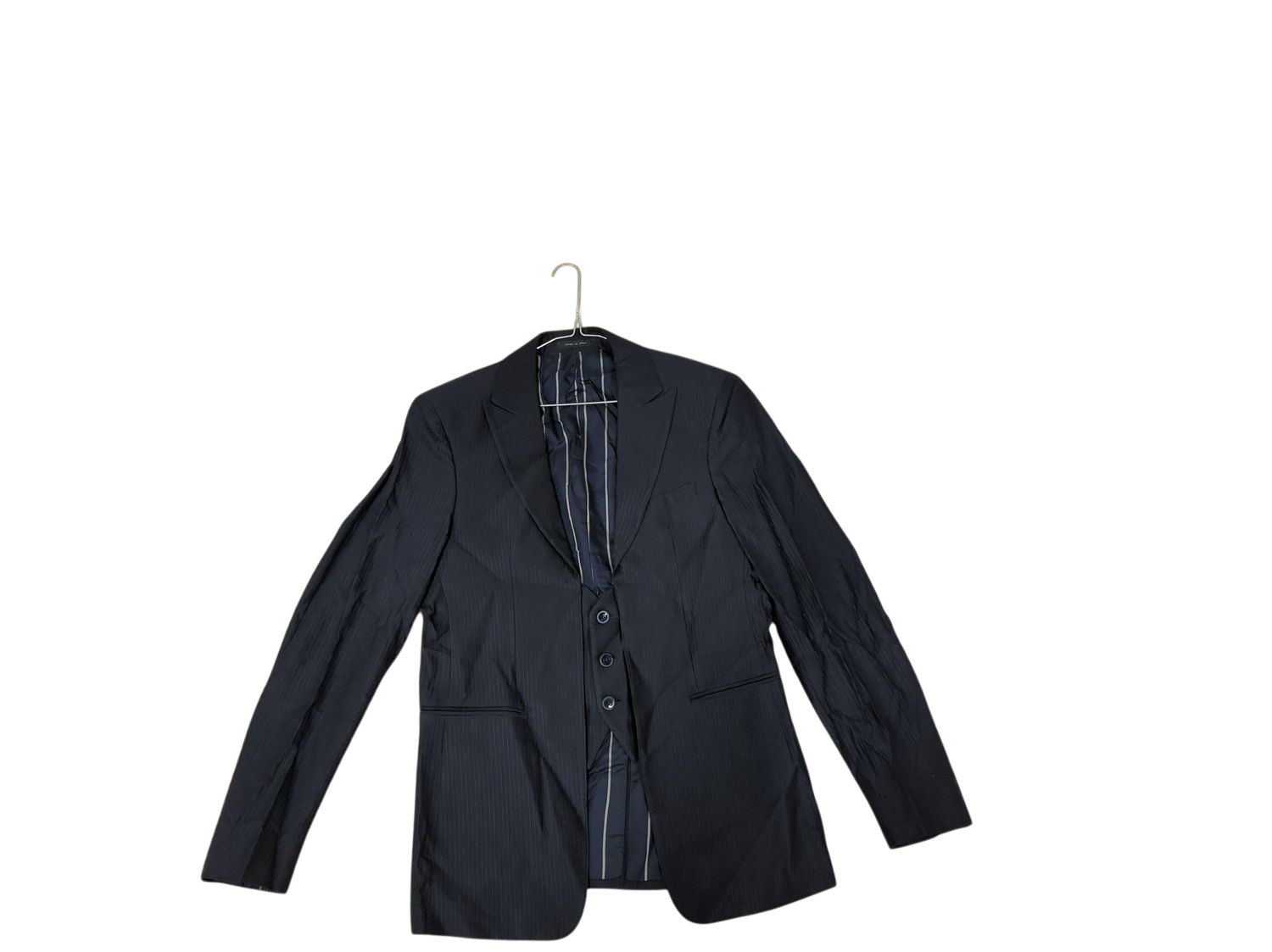 Emporio Armani Navy Pinstripe Blazer - Size 48 - Made in Italy