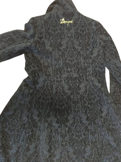 Desigual Black Patterned Coat - Size 40 - Colorful Interior Lining