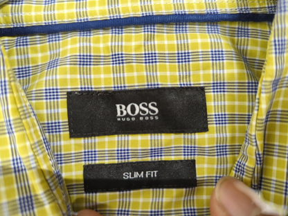 BOSS Hugo Boss Yellow Plaid Button-Down Shirt - Slim Fit