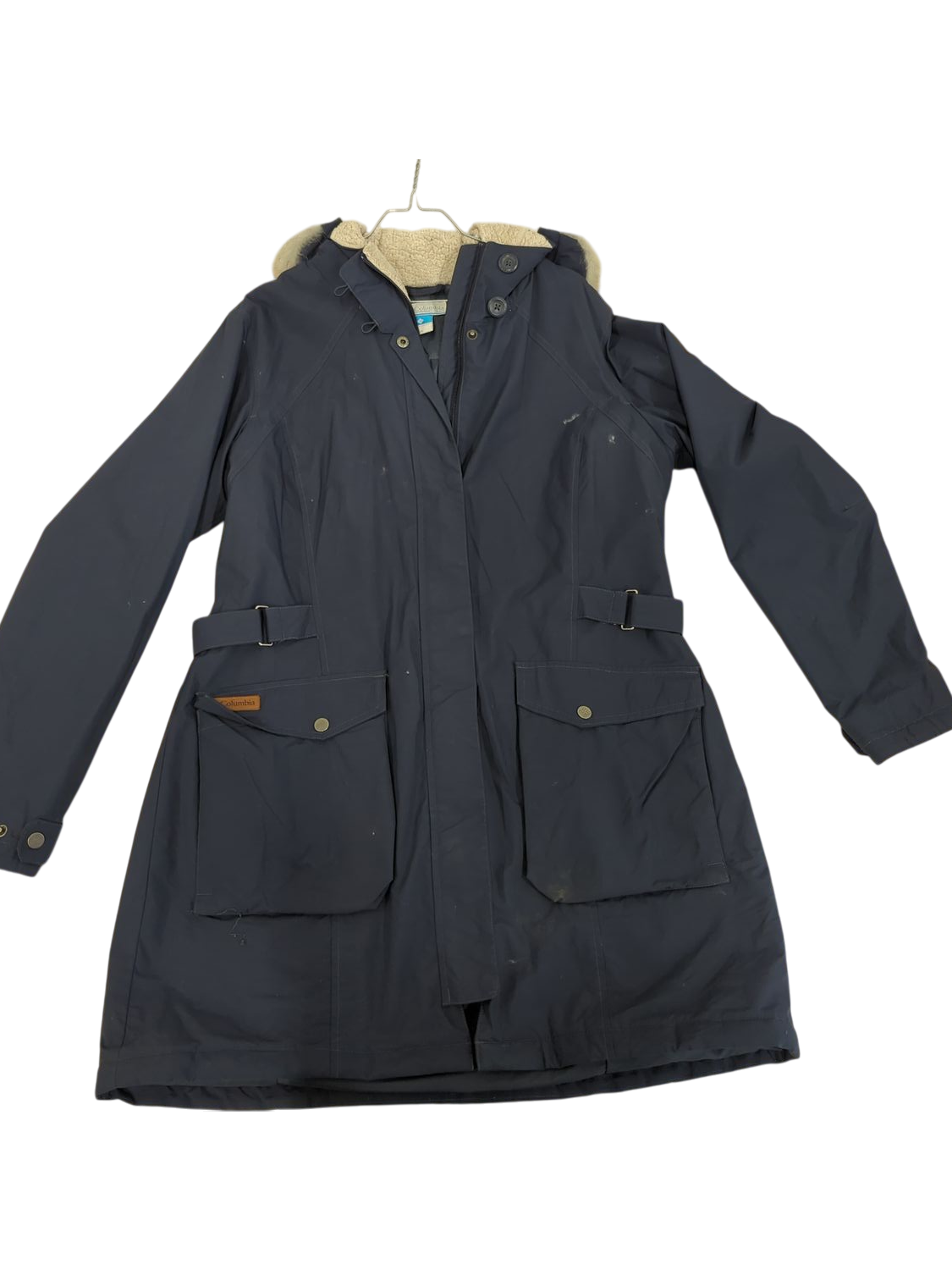 Columbia Navy Parka Jacket with Fur Hood - Size XL