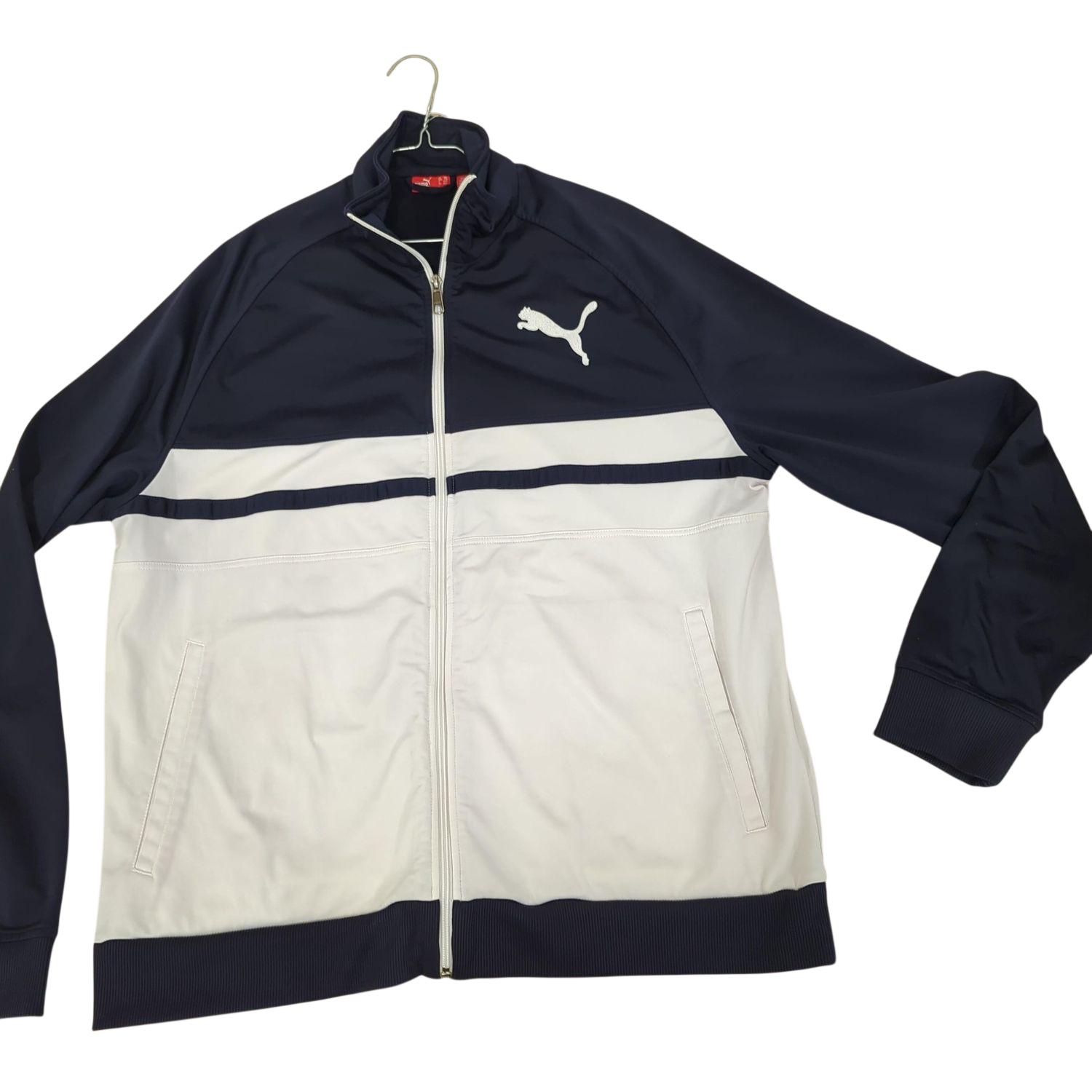 Puma Navy & White Windbreaker Track Jacket with Zipper