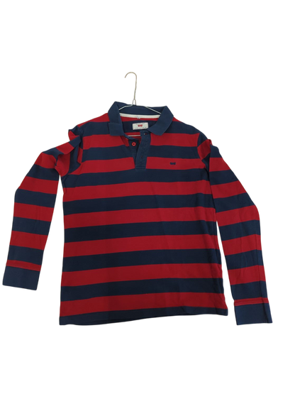 Carrera Men's Striped Polo Shirt - Red & Navy - Size M - Made in Italy