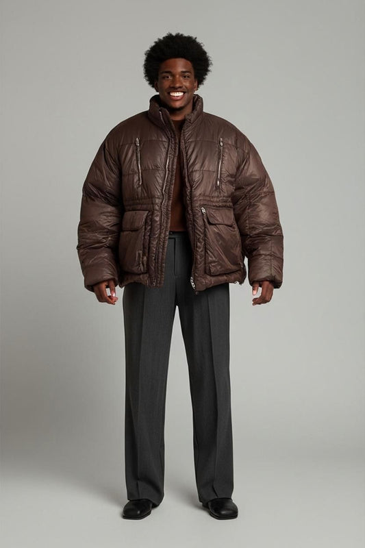 Burberry Brown Quilted Parka Winter Jacket - Size XL