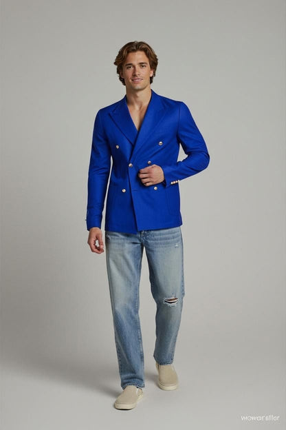 MB Napoli Royal Blue Double-Breasted Wool & Cashmere Blazer