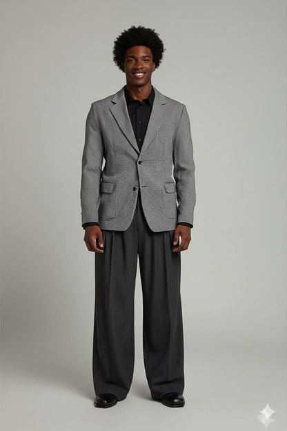 KENZO Houndstooth Pattern Blazer Jacket - Black & Beige