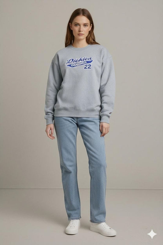 Dickies Original Grey Sweatshirt with Blue Logo - Size Medium