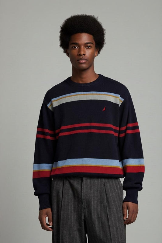 Nautica Striped Crew Neck Sweater - Size M